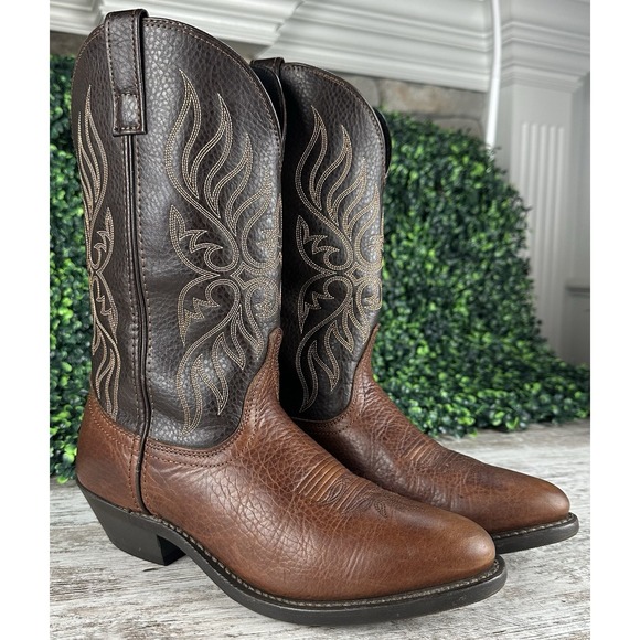 LAREDO Lea Vamp Fox Western Cowgirl Boots Women's 9.5M Brown Leather Barn Horses - Picture 4 of 13